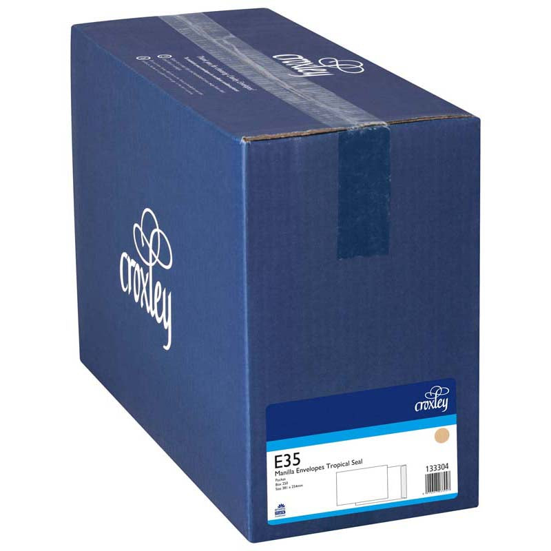 Croxley Envelope E35 Manilla Tropical Seal Pocket Box 250 - Cafe Supply