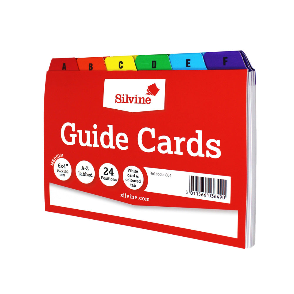 Silvine Guide Cards 6x4 A-Z Coloured Tabs - Cafe Supply