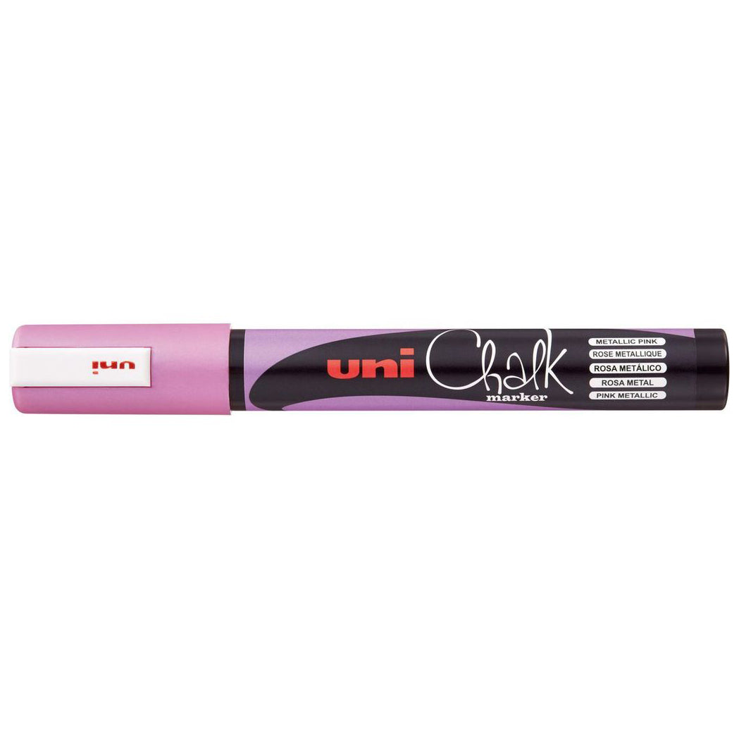 Uni Chalk Marker 1.8-2.5mm Bullet Tip Metallic Pink PWE-5M - Cafe Supply