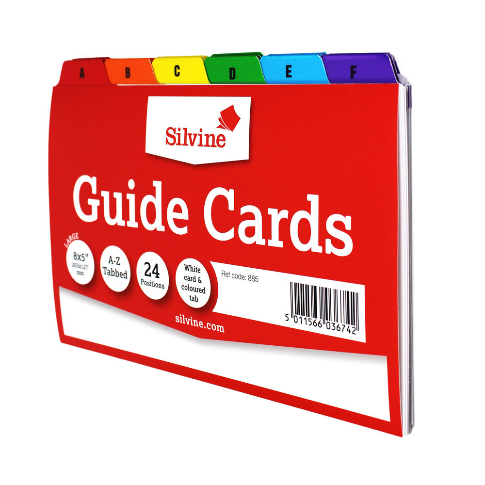 Silvine Guide Cards 8x5 A-Z Coloured Tabs - Cafe Supply