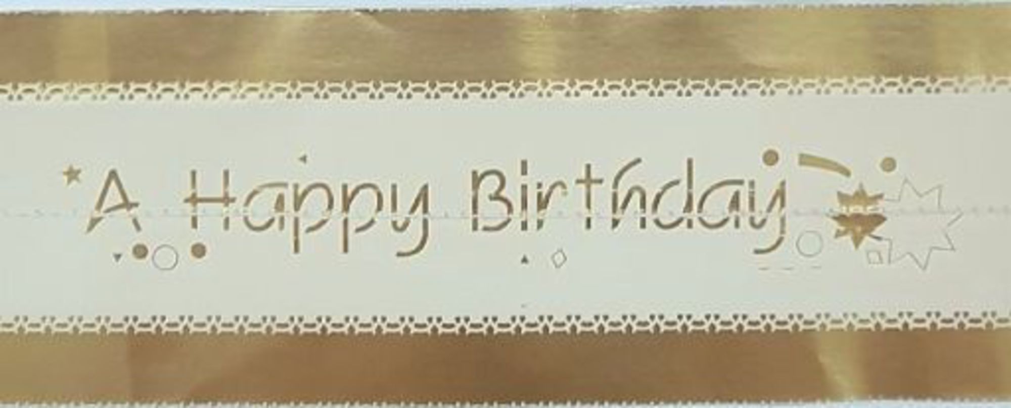 Cake Band Happy Birthday White/Gold 63mm (7m) - Cafe Supply