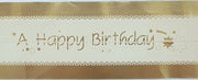 Cake Band Happy Birthday White/Gold 63mm (1m) - Cafe Supply