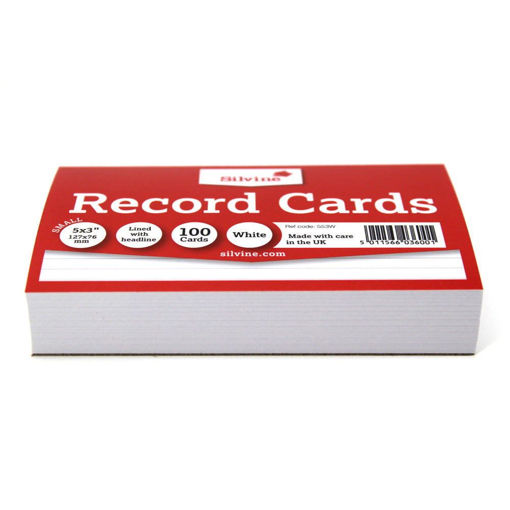 Silvine Record Cards 5x3 Ruled White - Cafe Supply