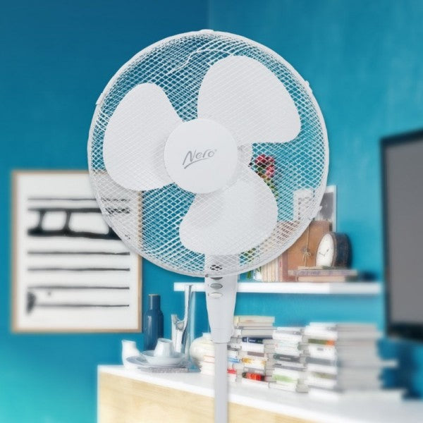 Nero 40cm White Pedestal Fan - Cafe Supply