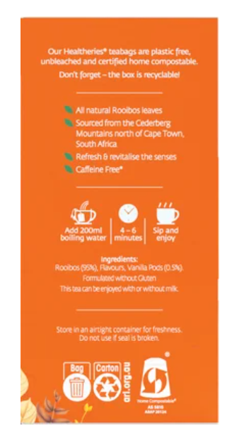 Healtheries Rooibos Vanilla Tea Tea Bags 40pk