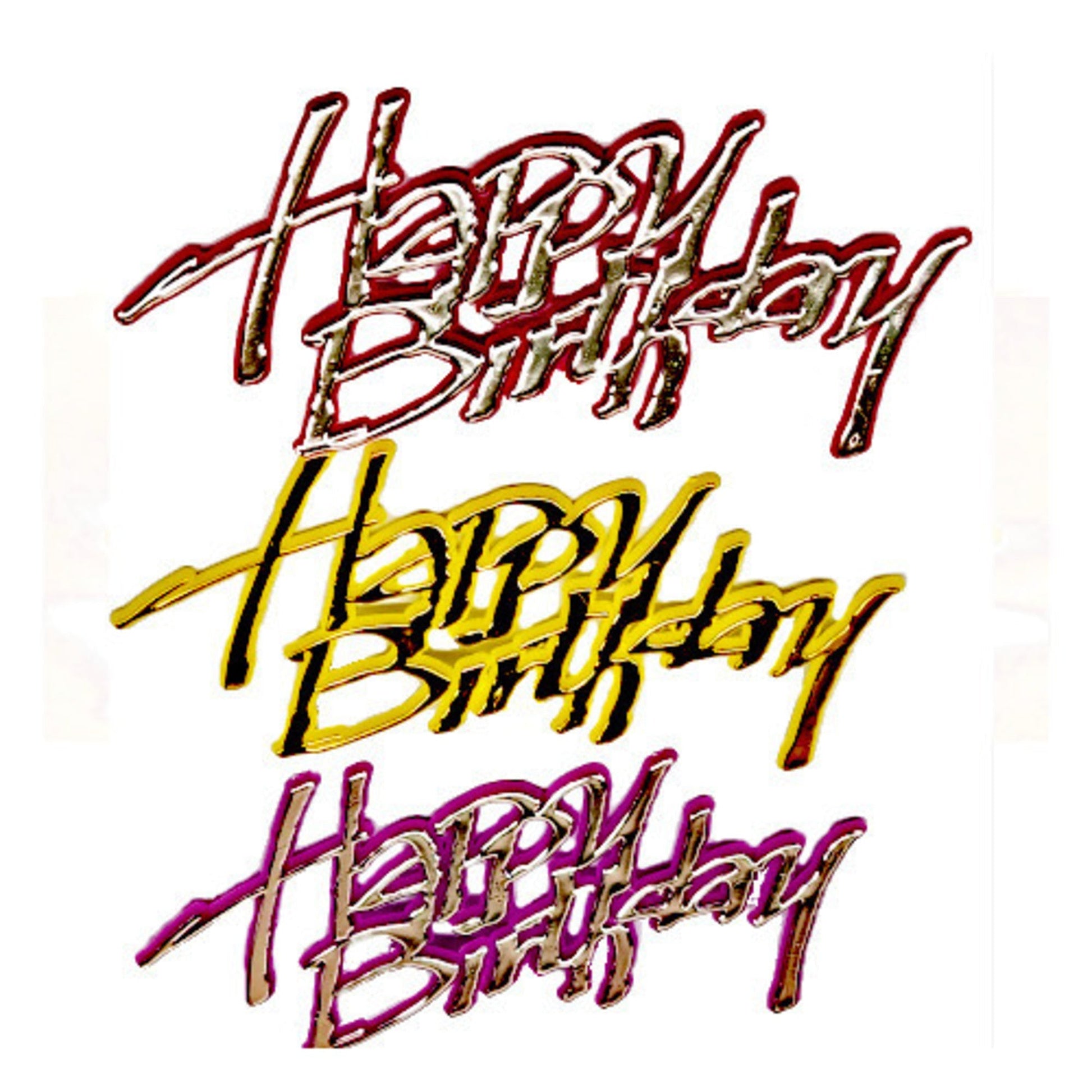 Happy Birthday - Snappy Script (3 Assorted colours - Pk6) - Cafe Supply