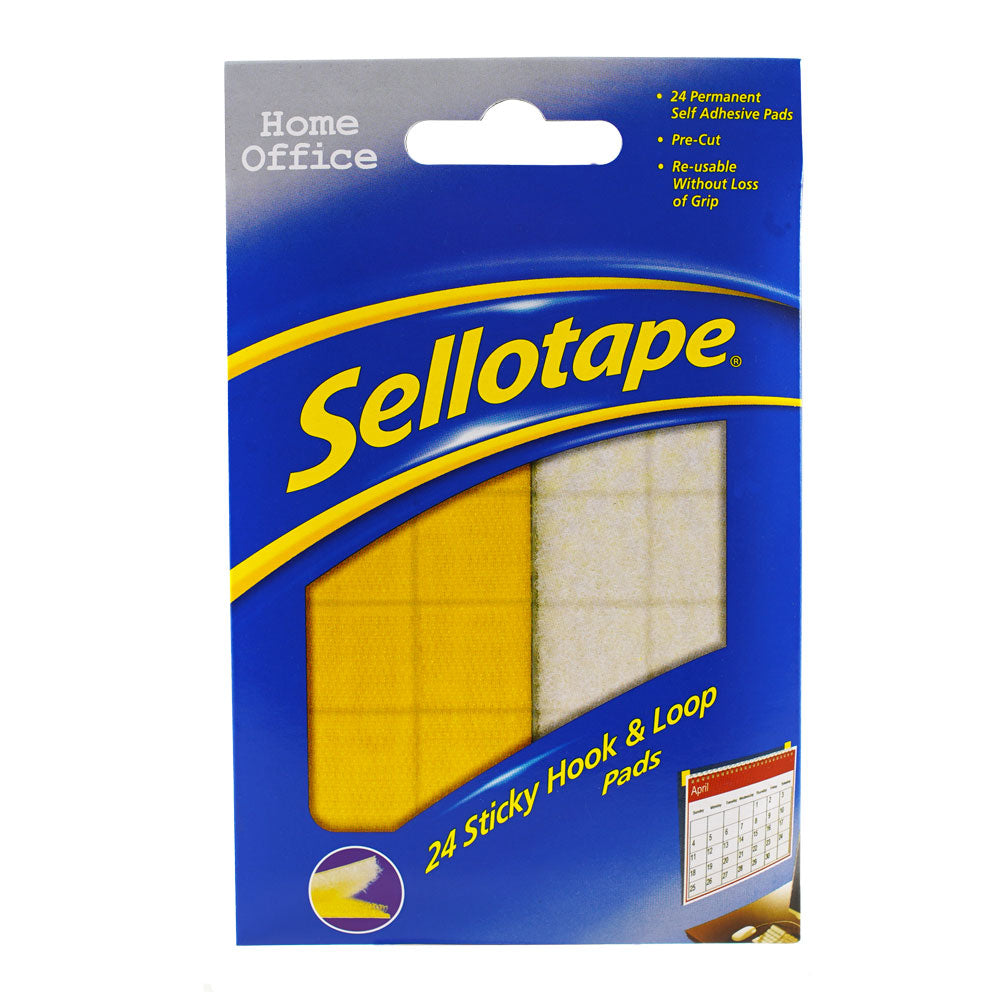 Sellotape Sticky Hook & Loop Pads Permanent 20mm 24 Pack - Cafe Supply