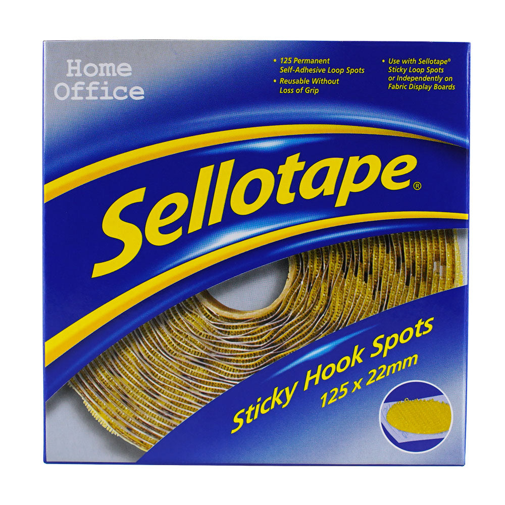 Sellotape Sticky Hook Spots Permanent 22mm 125 Pack - Cafe Supply