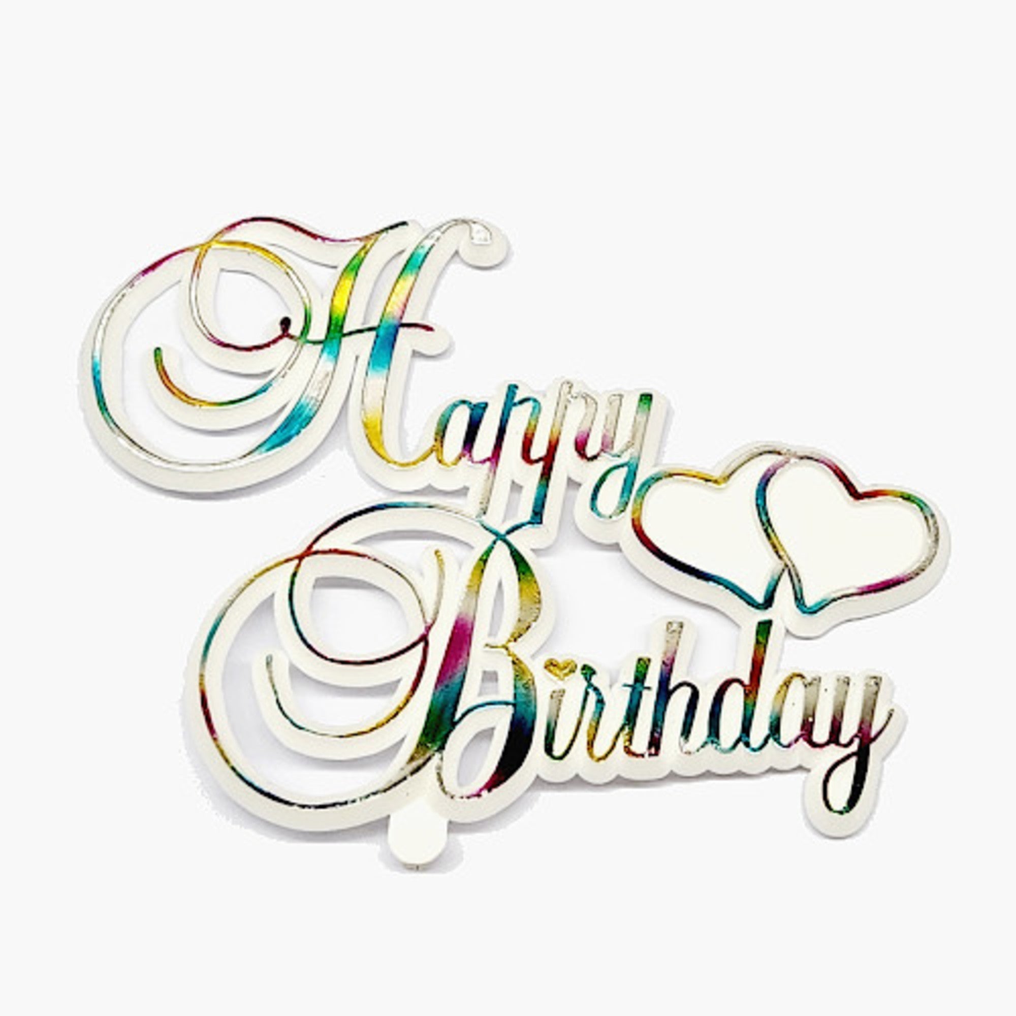Happy Birthday Motto, Multi on white, 100mm (6) - Cafe Supply