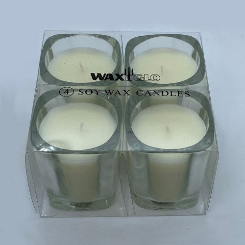 Soy Wax Glass Jar Candle (4 pack) - Cream/Ivory Unscented - Cafe Supply