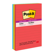 Post-it Super Sticky Lined Notes 660-3SSAN 101x152mm Primaries (Marrakesh), Pack of 3