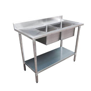 1500-7-DSBR Economic 304 Grade SS Right Double Sink Bench 1500x700x900 with 500x400x250 sinks