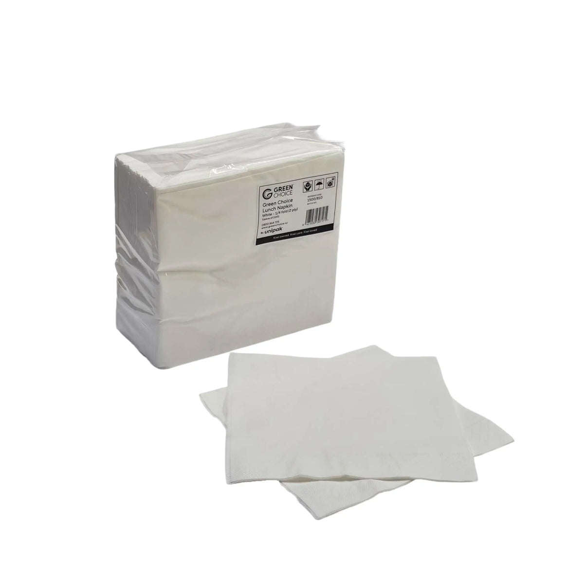 Green Choice Lunch Napkin - White - 1/4 fold - 2 ply
