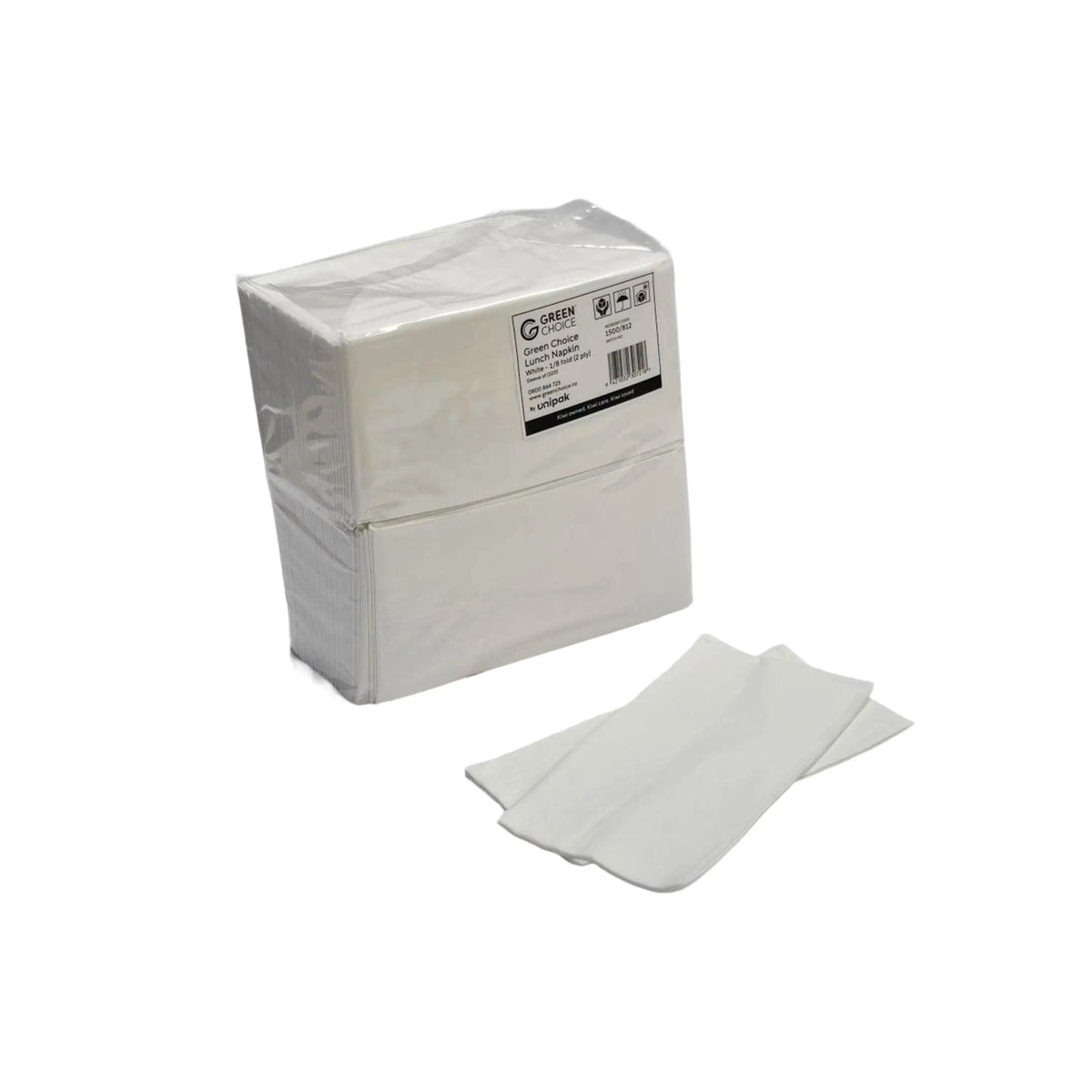 Green Choice Lunch Napkin - White - 1/8 fold - 2 ply