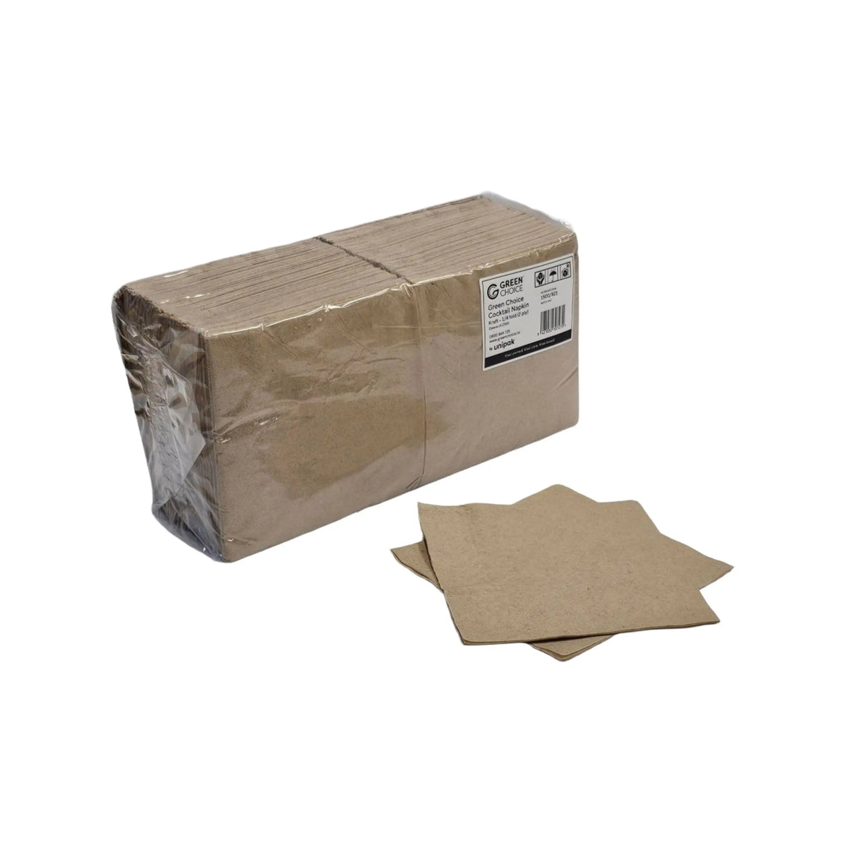 Green Choice Cocktail Napkin - Kraft - 1/4 fold - 2 ply