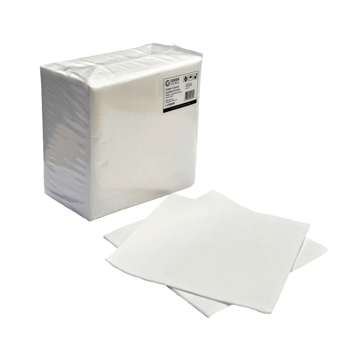 Green Choice Quilted Dinner Napkin - White - 1/4 fold - 2 ply