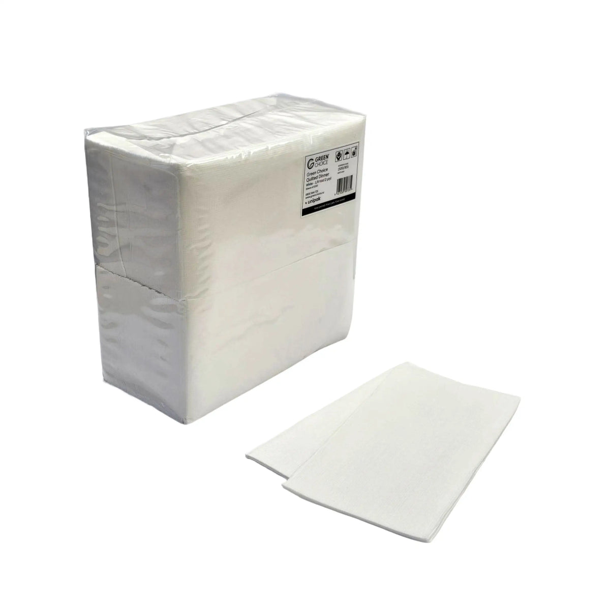 Green Choice Quilted Dinner Napkin - White - 1/8 fold - 2 ply