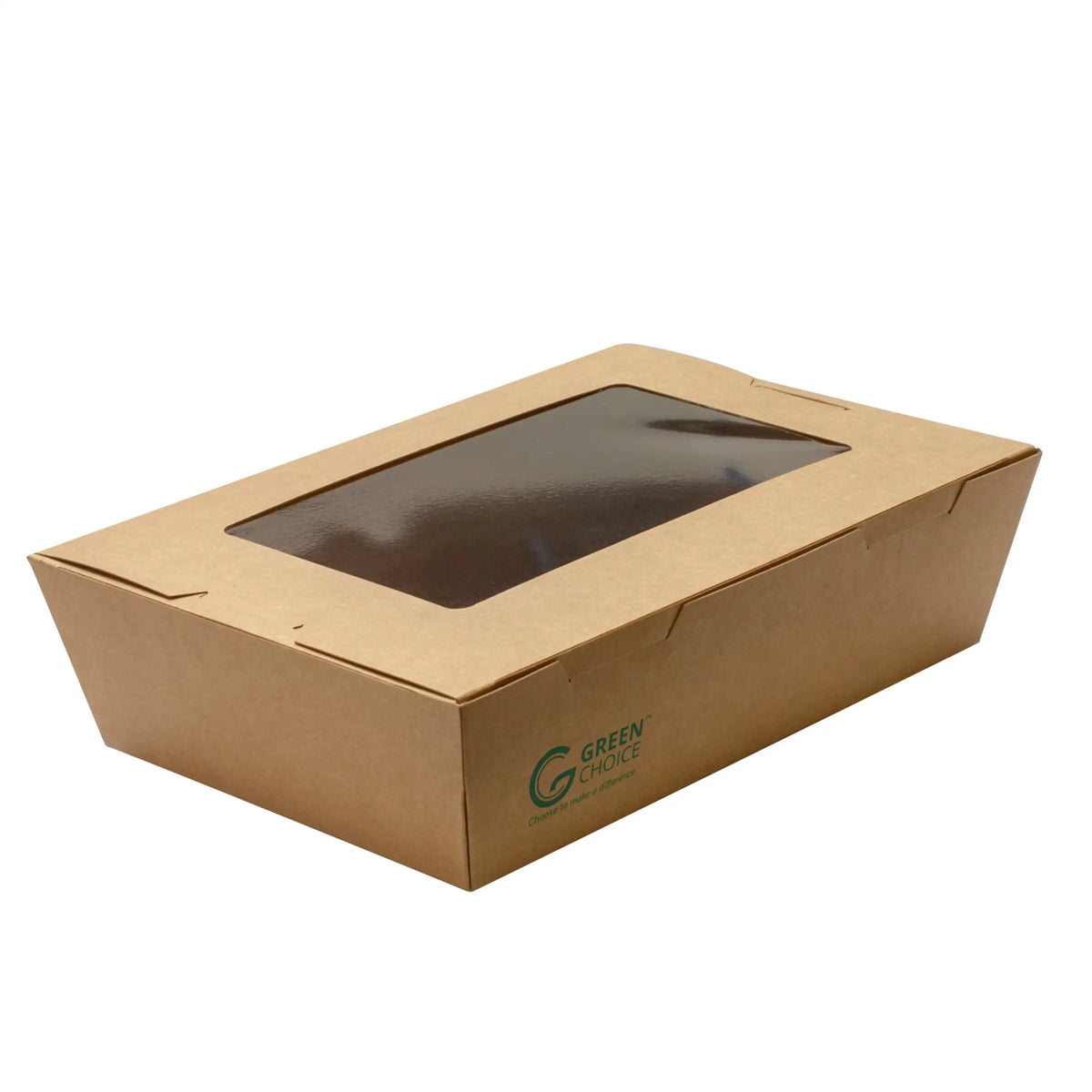 Green Choice Takeaway Box with window Kraft PLA - Large