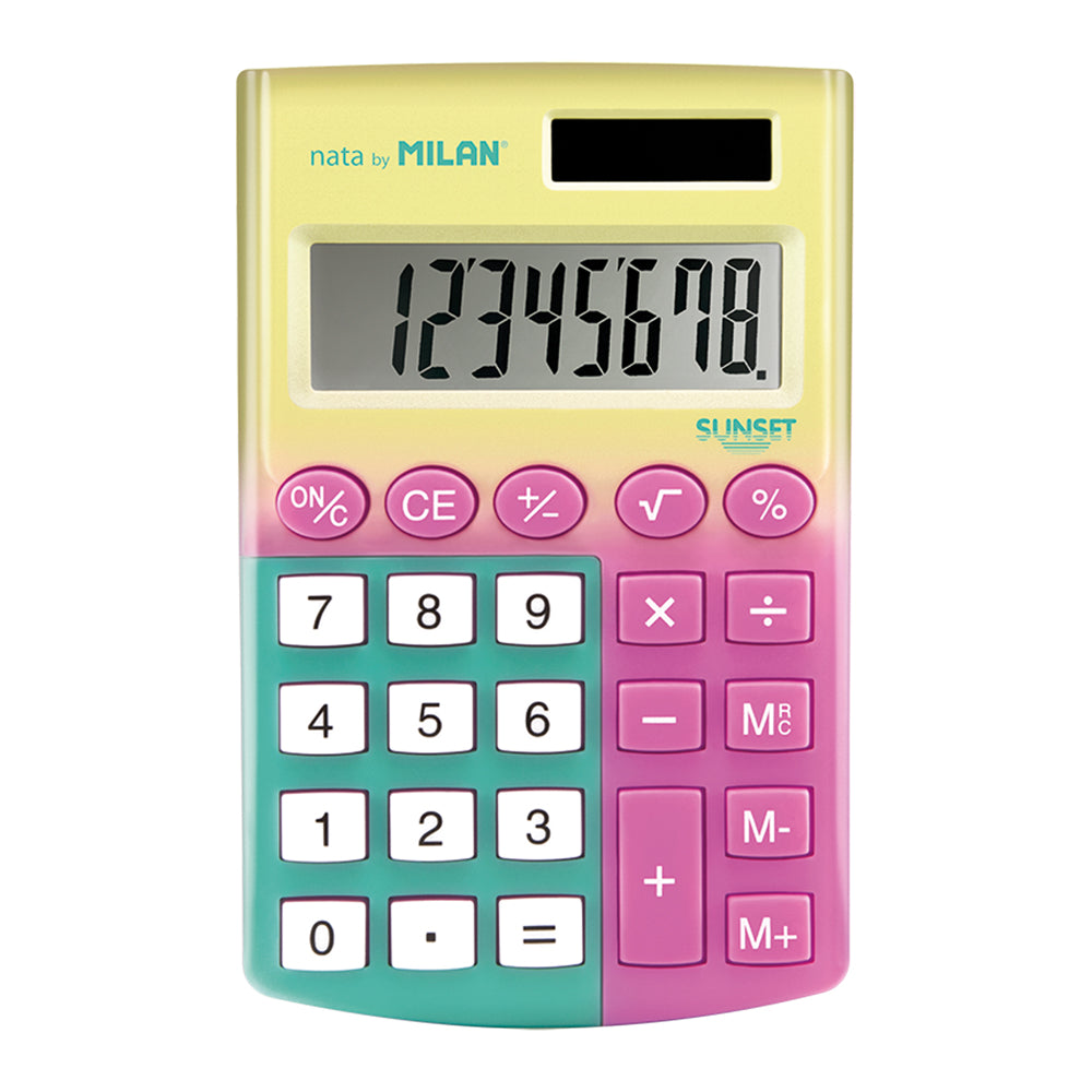 Milan Calculator Sunset Pocket 8 Digit Assorted Colours - Cafe Supply