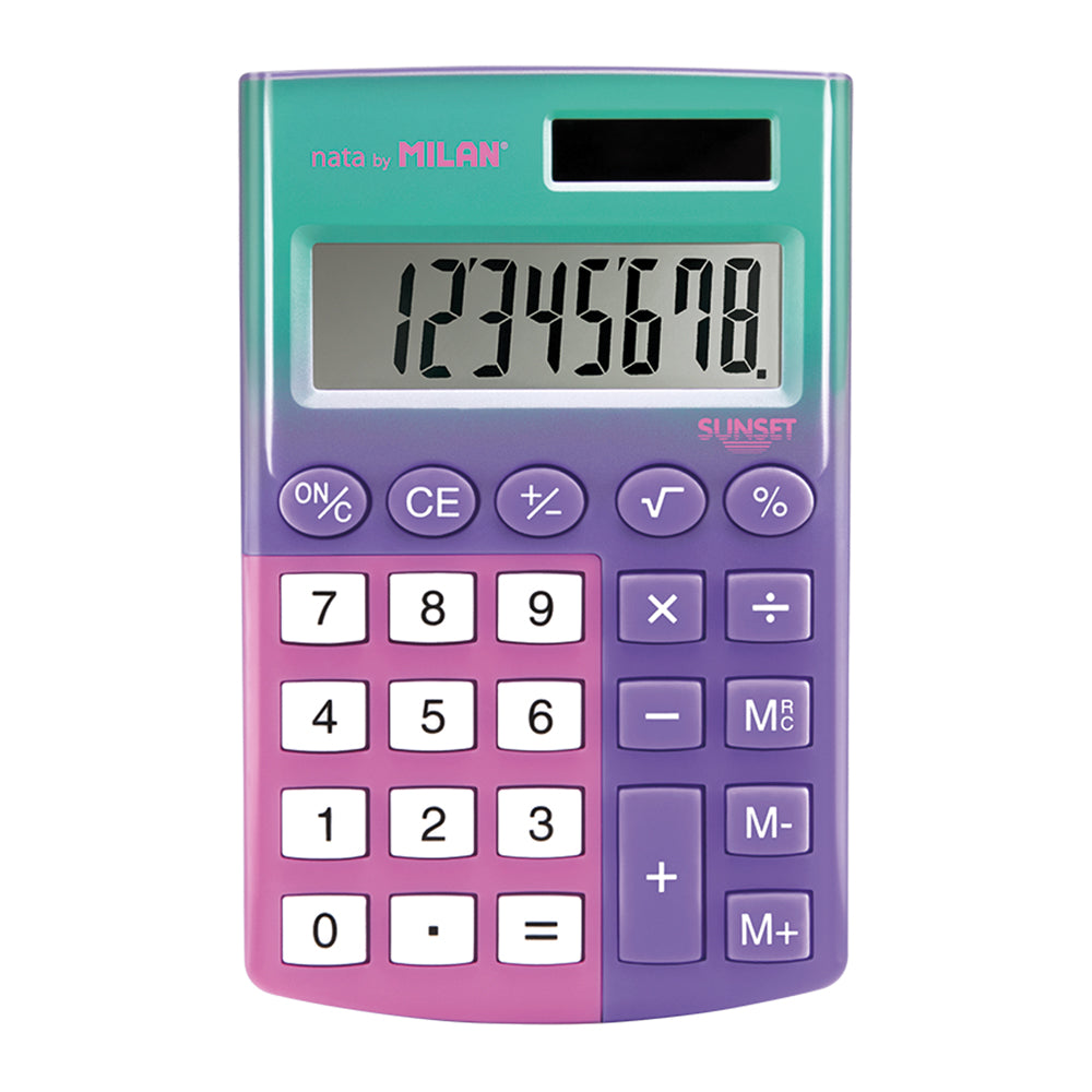Milan Calculator Sunset Pocket 8 Digit Assorted Colours - Cafe Supply