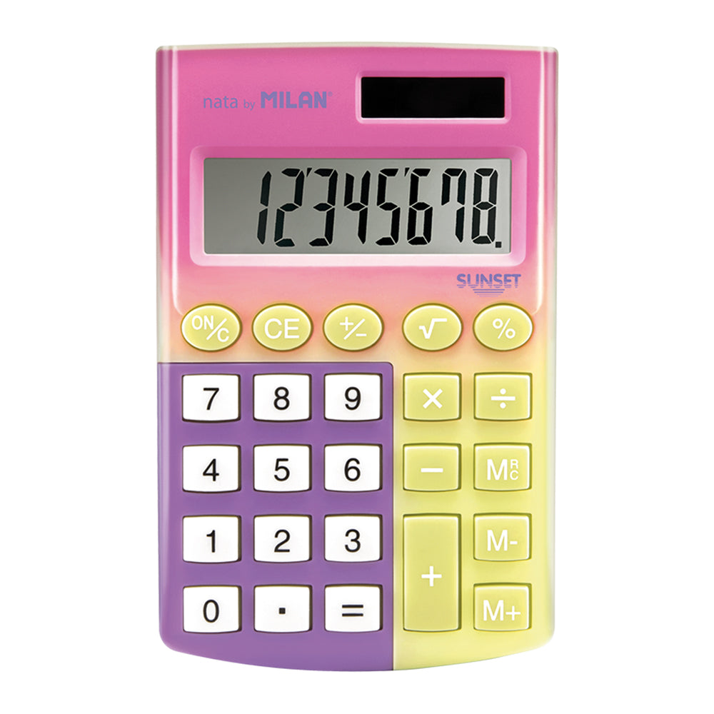Milan Calculator Sunset Pocket 8 Digit Assorted Colours - Cafe Supply