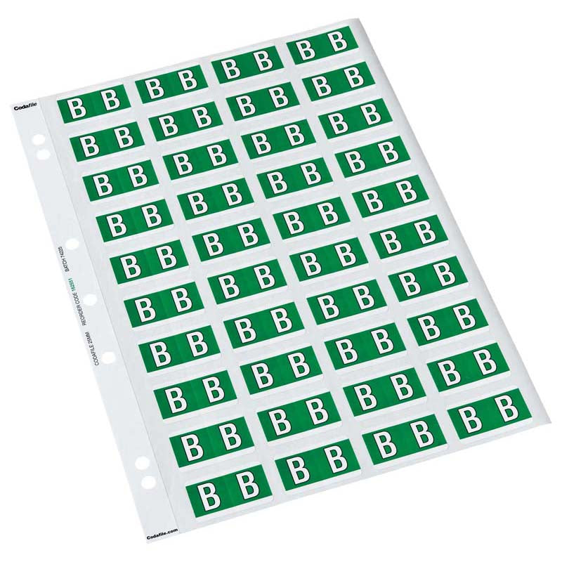 Codafile Label Alpha B 25mm Pack 5 Sheets - Cafe Supply