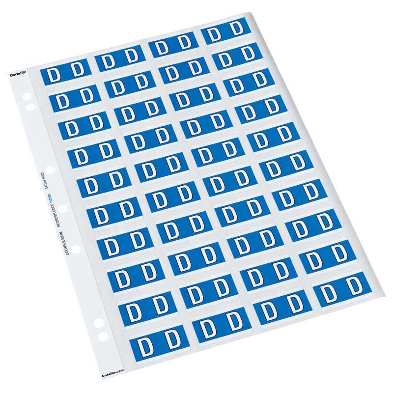 Codafile Label Alpha D 25mm Pack 5 Sheets - Cafe Supply