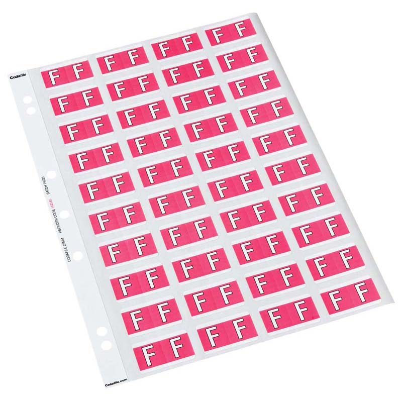 Codafile Label Alpha F 25mm Pack 5 Sheets - Cafe Supply