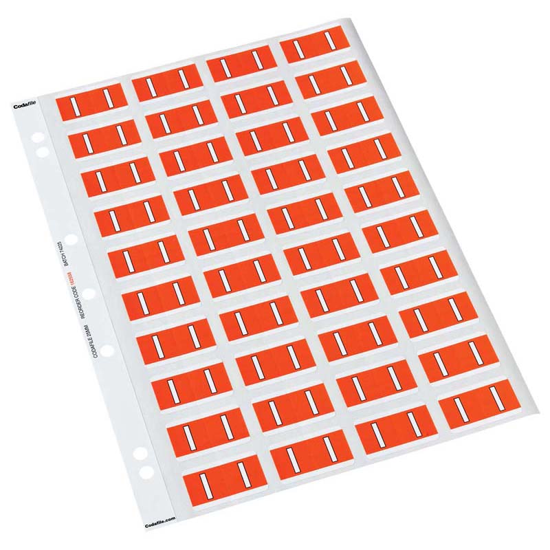 Codafile Label Alpha I 25mm Pack 5 Sheets - Cafe Supply
