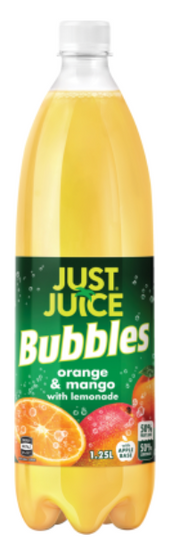 Just Juice Bubbles & Orange Mango With Lemonade Soft Drink 1.25l
