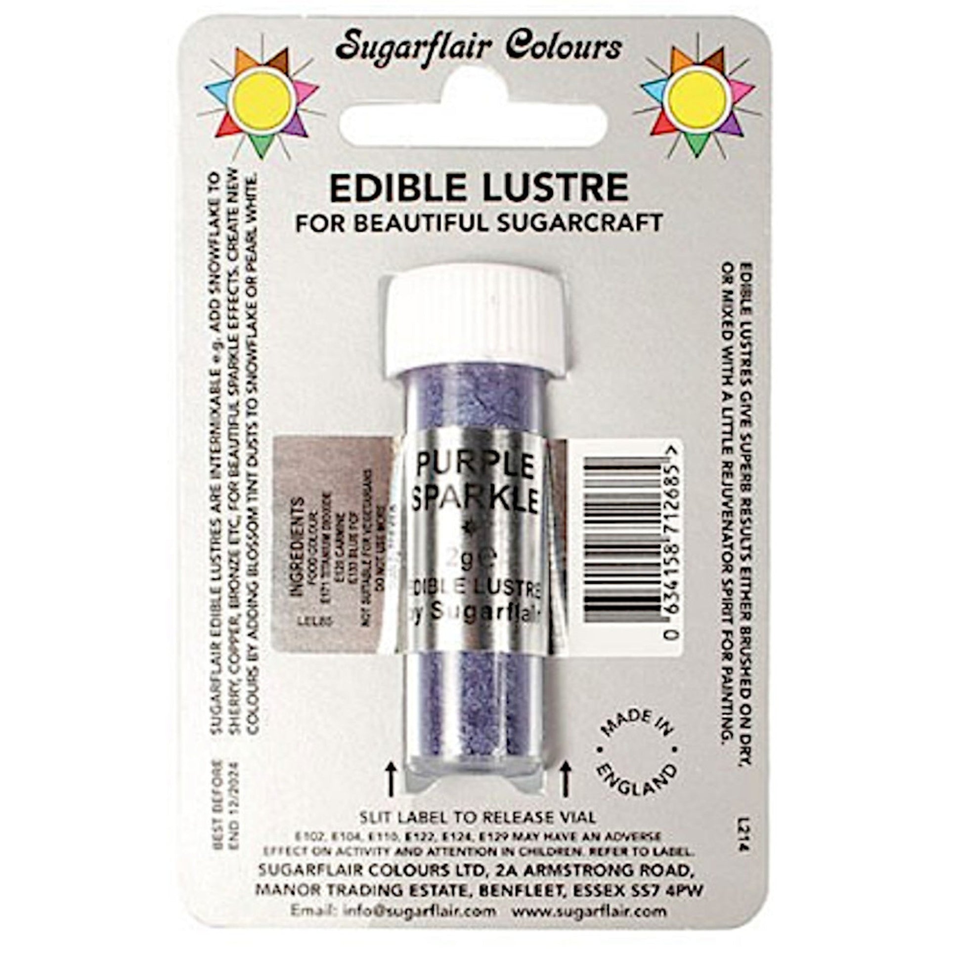Sugarflair Edible Lustre Colour Purple Sparkle - Cafe Supply