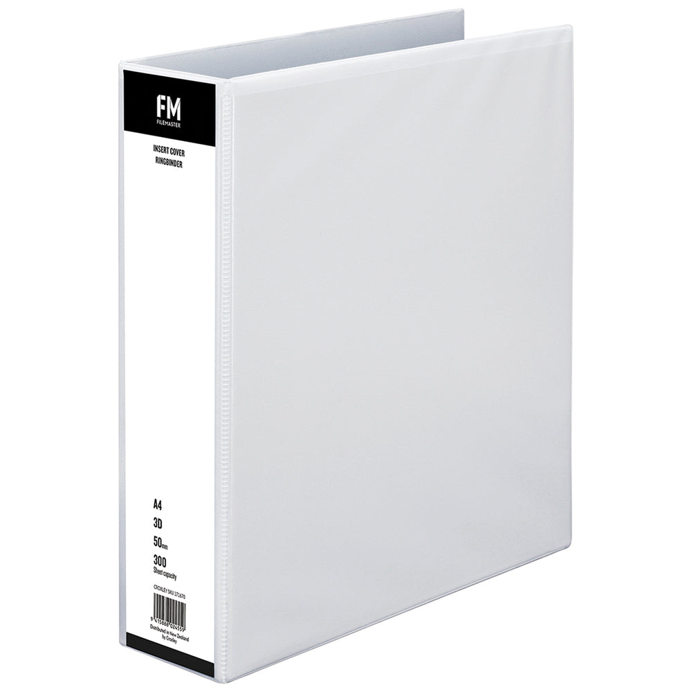 FM Binder Overlay A4 3/50 White Insert Cover - Cafe Supply