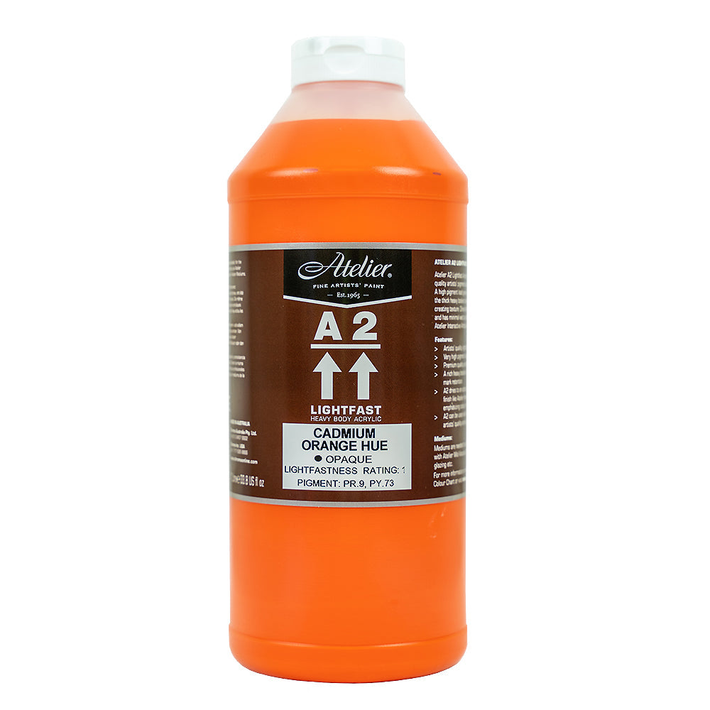 A2 Lightfast Heavybody Acrylic 1 Litre Cadmium Orange Hue - Cafe Supply