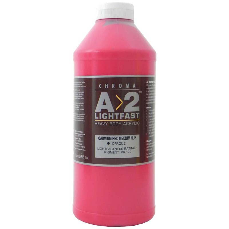 A2 Lightfast Heavybody Acrylic 1 Litre Cadmium Medium Red - Cafe Supply