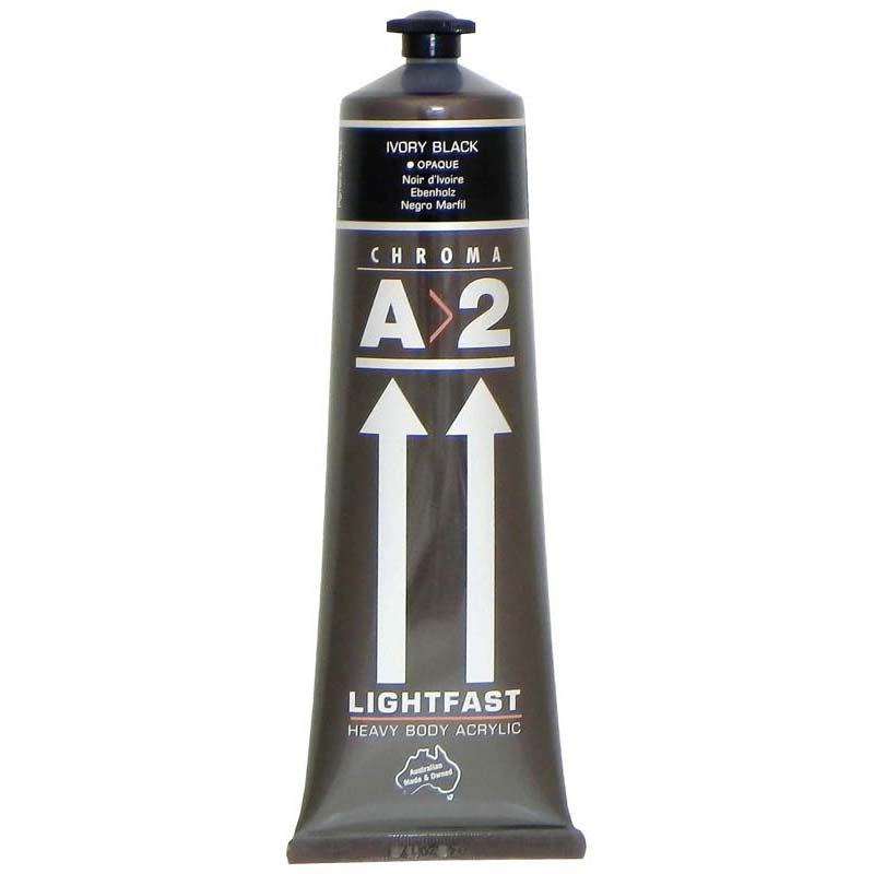 A2 Lightfast Heavybody Acrylic 120ml Ivory Black - Cafe Supply