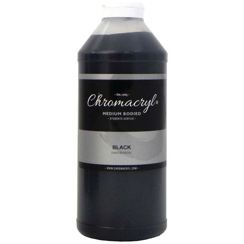 Chromacryl Acrylic Paint Student 1 Litre Black - Cafe Supply