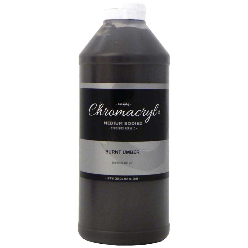 Chromacryl Acrylic Paint Student 1 Litre Burnt Umber - Cafe Supply