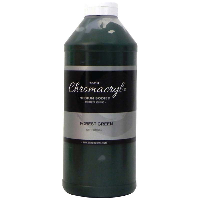 Chromacryl Acrylic Paint Student 1 Litre Forest Green - Cafe Supply
