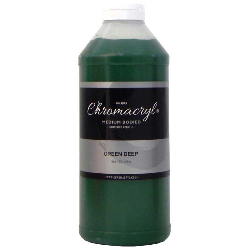 Chromacryl Acrylic Paint Student 1 Litre Deep Green - Cafe Supply