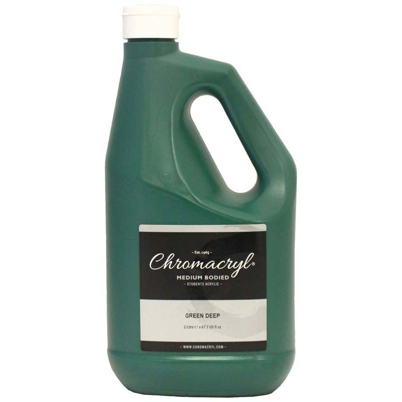 Chromacryl Acrylic Paint Student 2 Litre Deep Green - Cafe Supply