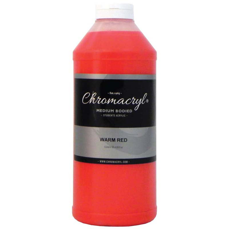 Chromacryl Acrylic Paint Student 1 Litre Warm Red - Cafe Supply