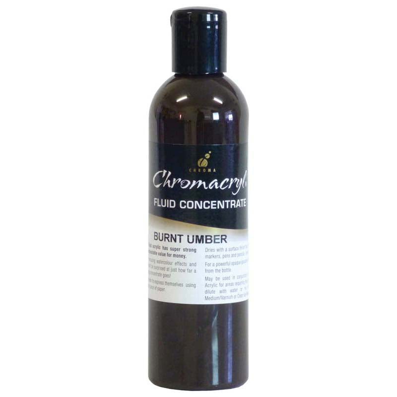 Chromacryl Fluid Concentrate Burnt Umber 250ml - Cafe Supply