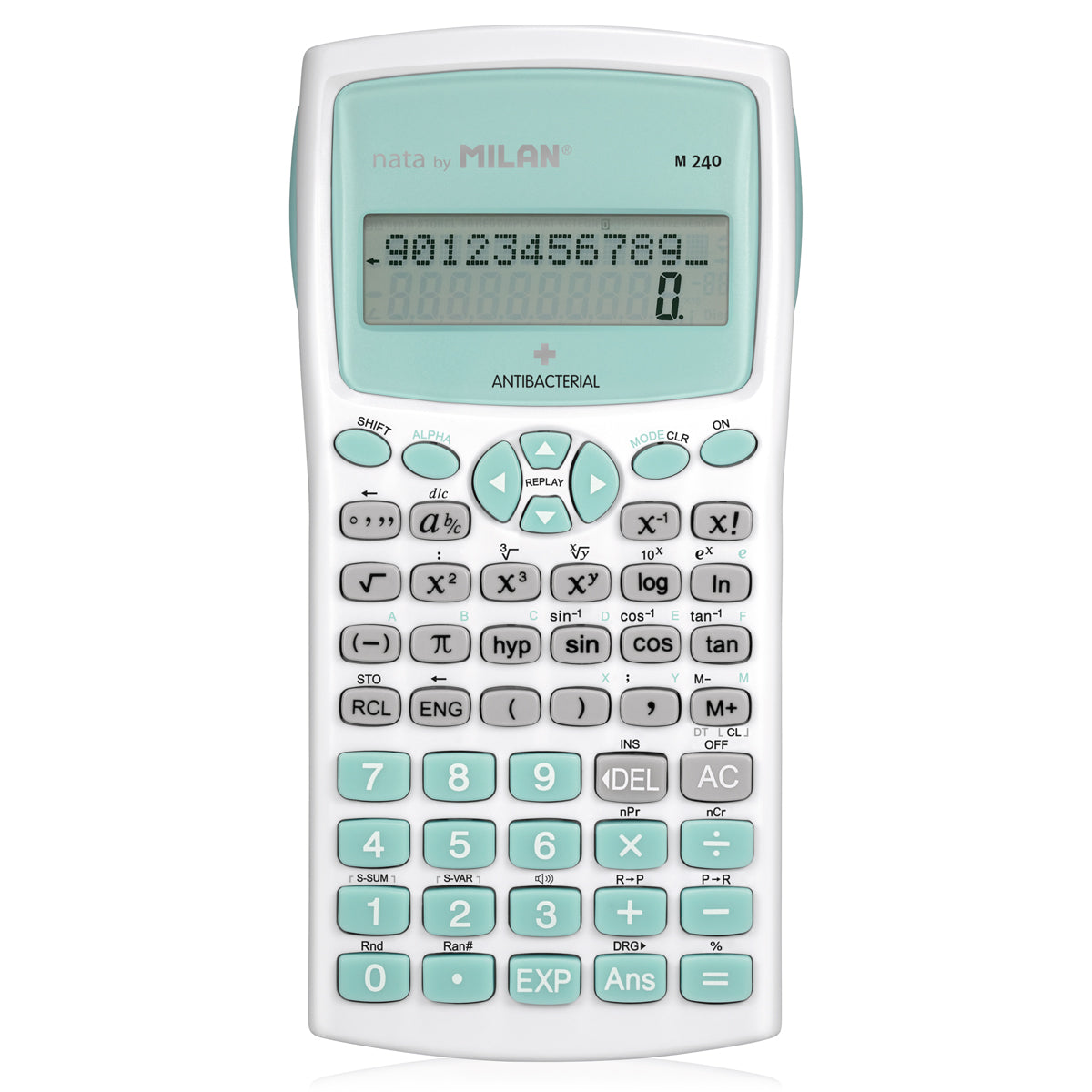 Milan M240 Antibacterial Scientific Calculator Turquoise - Cafe Supply
