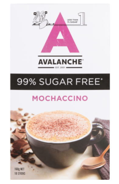 Avalanche 99% Sugar Free Mochaccino Coffee Sticks 10 x 16g - Cafe Supply