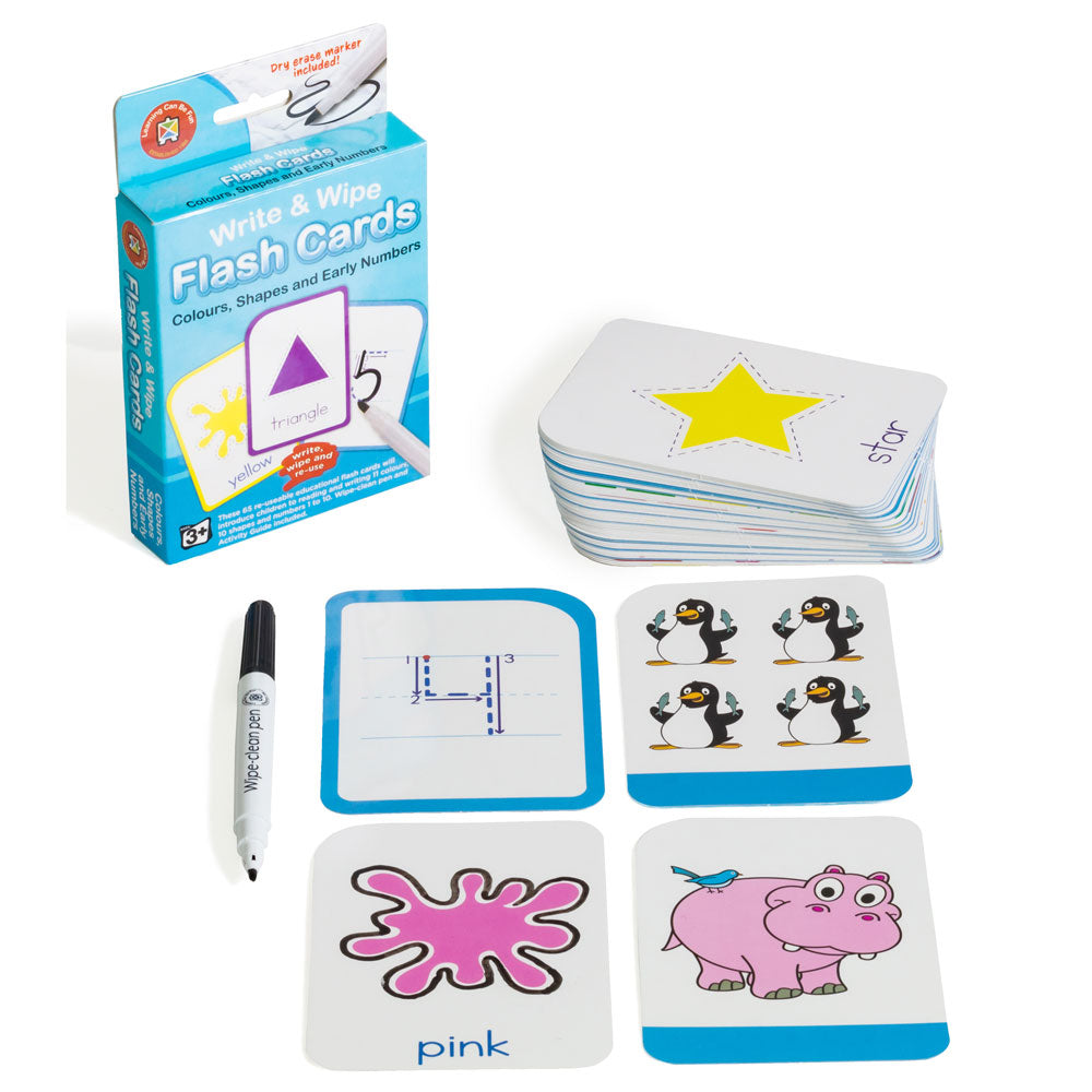 LCBF Write & Wipe Flashcards Colour Shape Number w/Marker - Cafe Supply