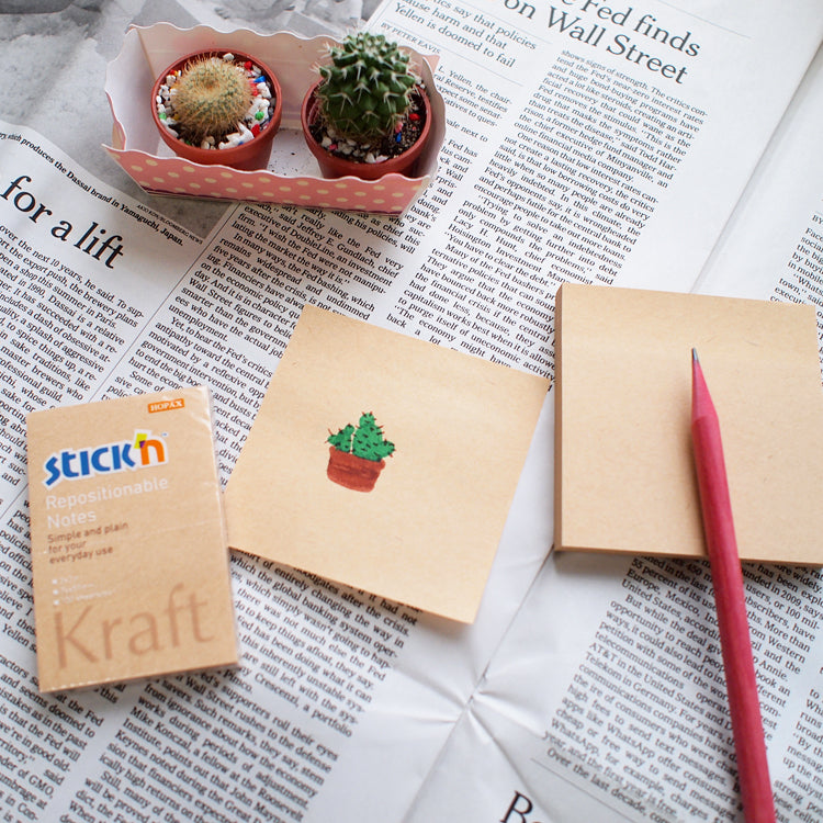 Stick'n Note 76x76mm 100 Sheet Kraft - Cafe Supply