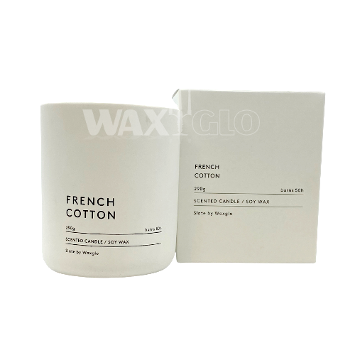 290g Soy Wax Candle in Slate Vessel - French Cotton - Cafe Supply