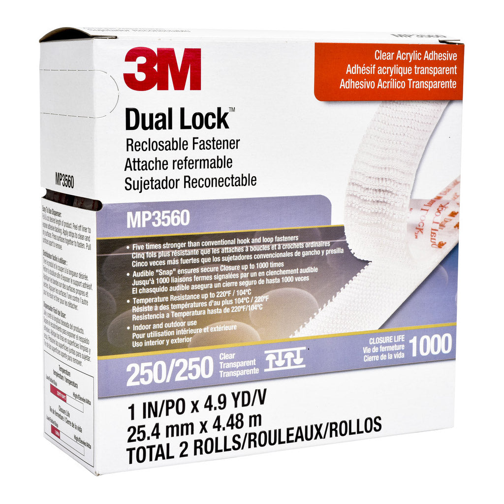 3M Dual Lock Fastener MP3560 Clear 25mmx4m, Pack of 2