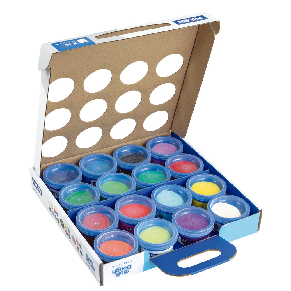 Milan Soft Dough Super Colours Assorted Pack 16 - Cafe Supply