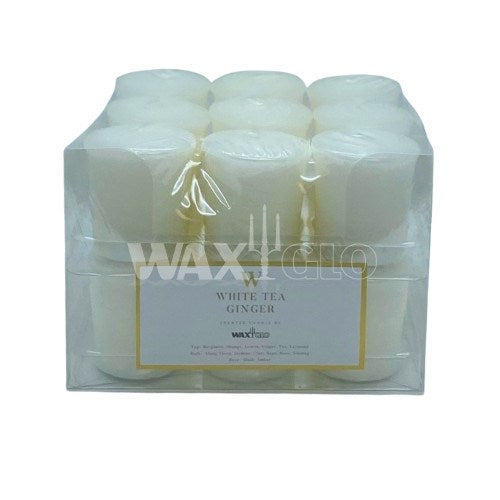 50mm SCENTED VOTIVE CANDLE (18pk) - WHITE TEA GINGER - Cafe Supply